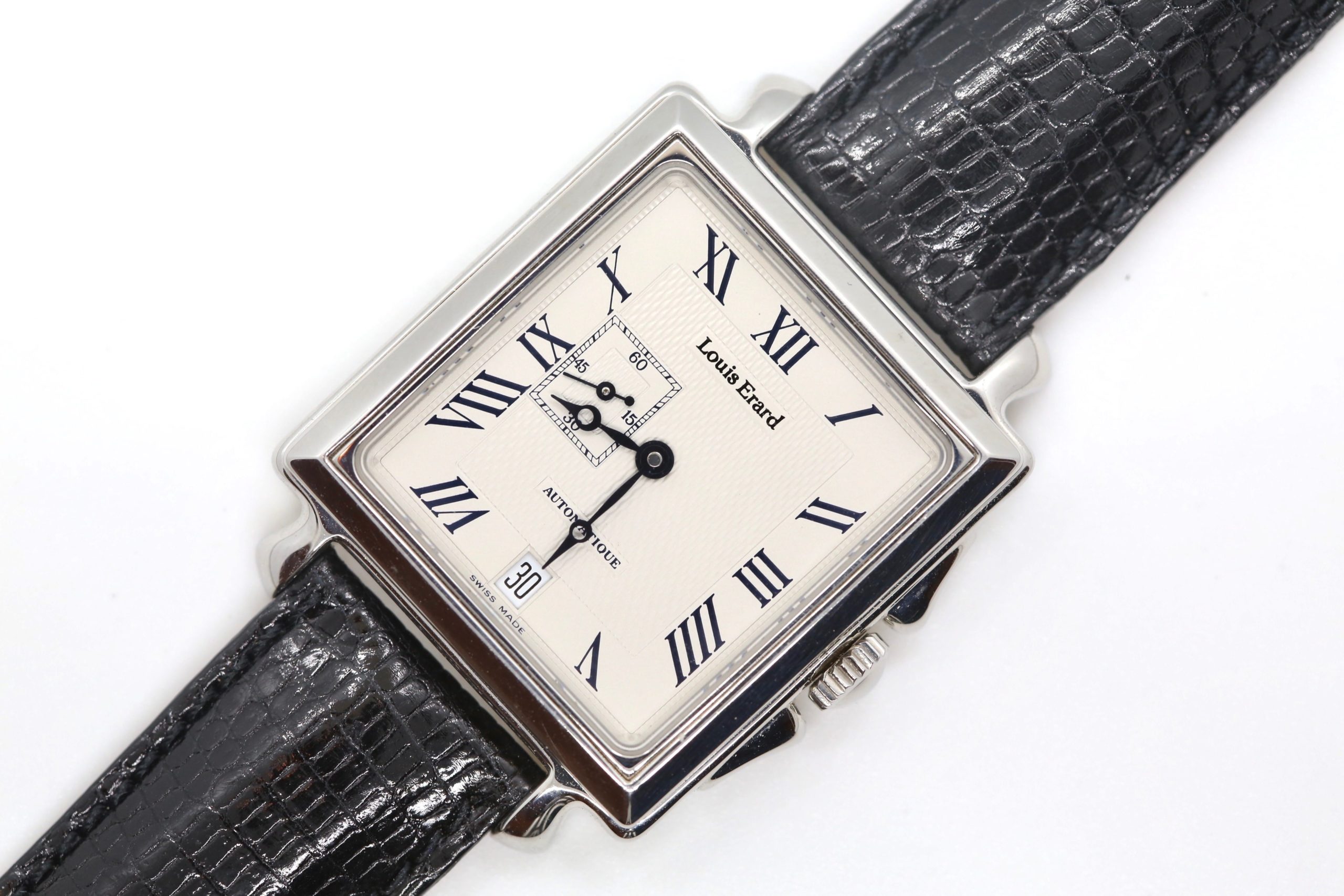Louis Erard La Carree Classique Rare Square Stainless Steel Leather  Automatic Mens Wristwatch 34 MM Louis Erard